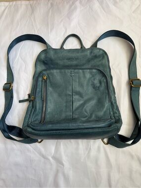 American Leather Co. Teal Blue Genuine Leather Backpack